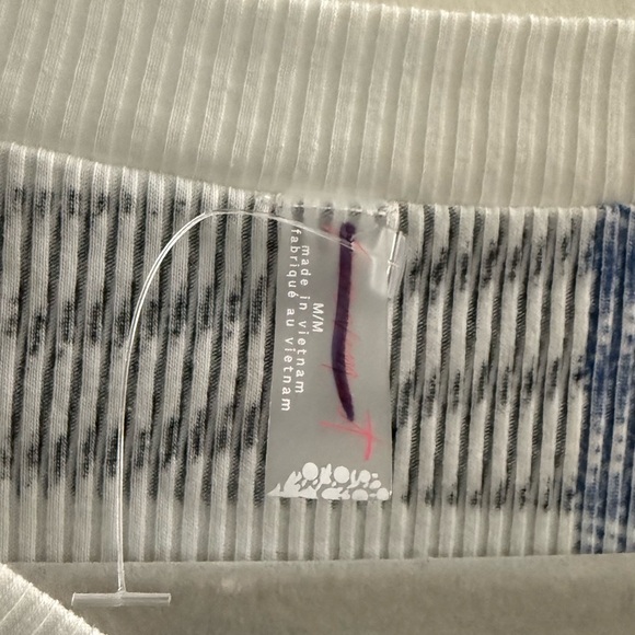 FP MOVEMENT Rally Ribbed Thermal Long Sleeve Top Plaid Ivory Blue Black - Picture 3 of 7